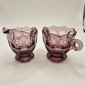 Vintage Provincial Imperial Glass Amethyst Purple Sugar Bowl & Creamer